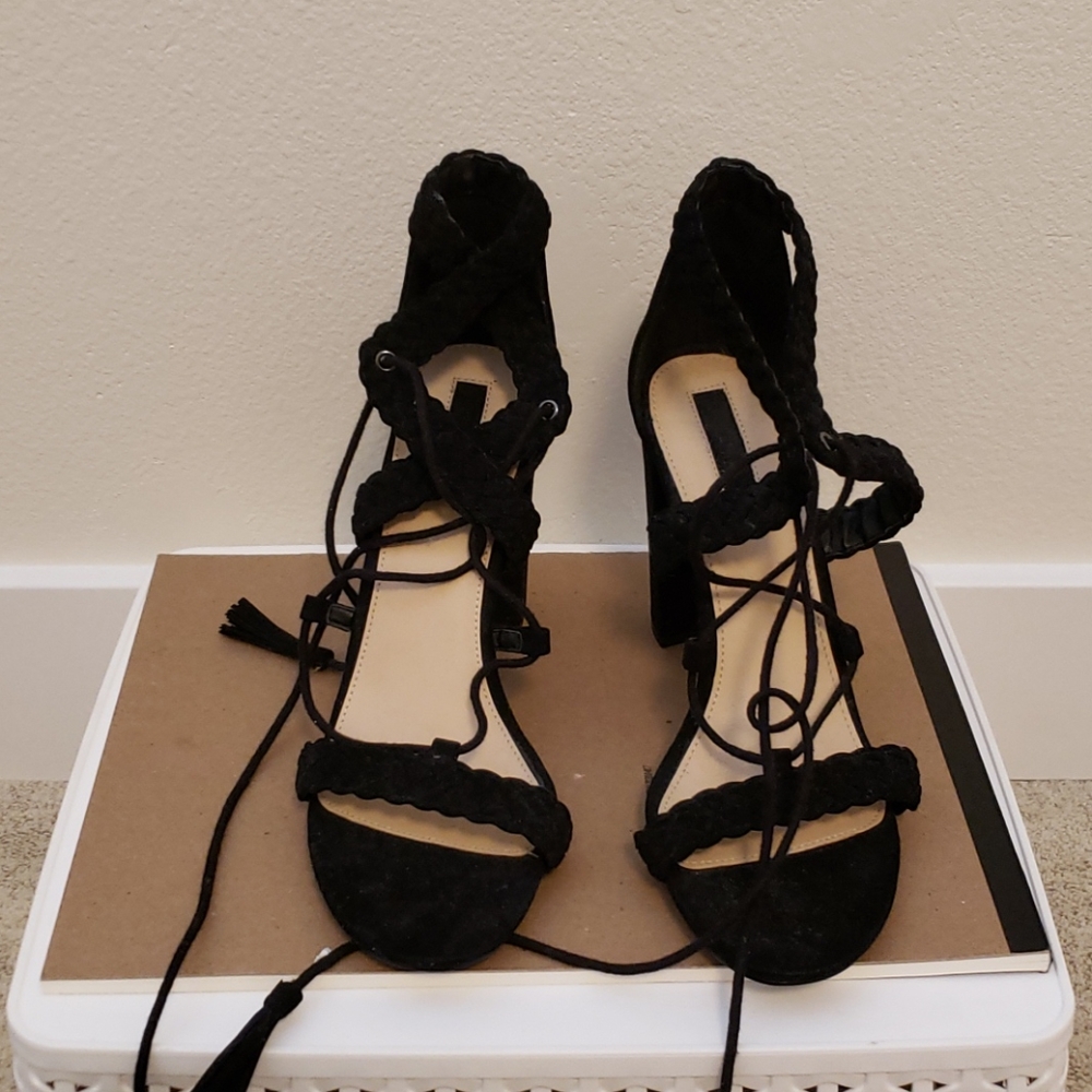 Black lace up heels